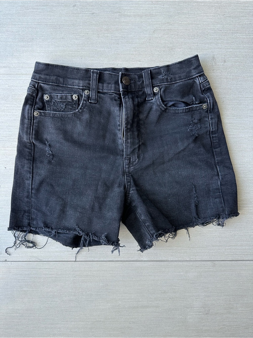 GAP Black Distressed Frayed Hem Denim Shorts